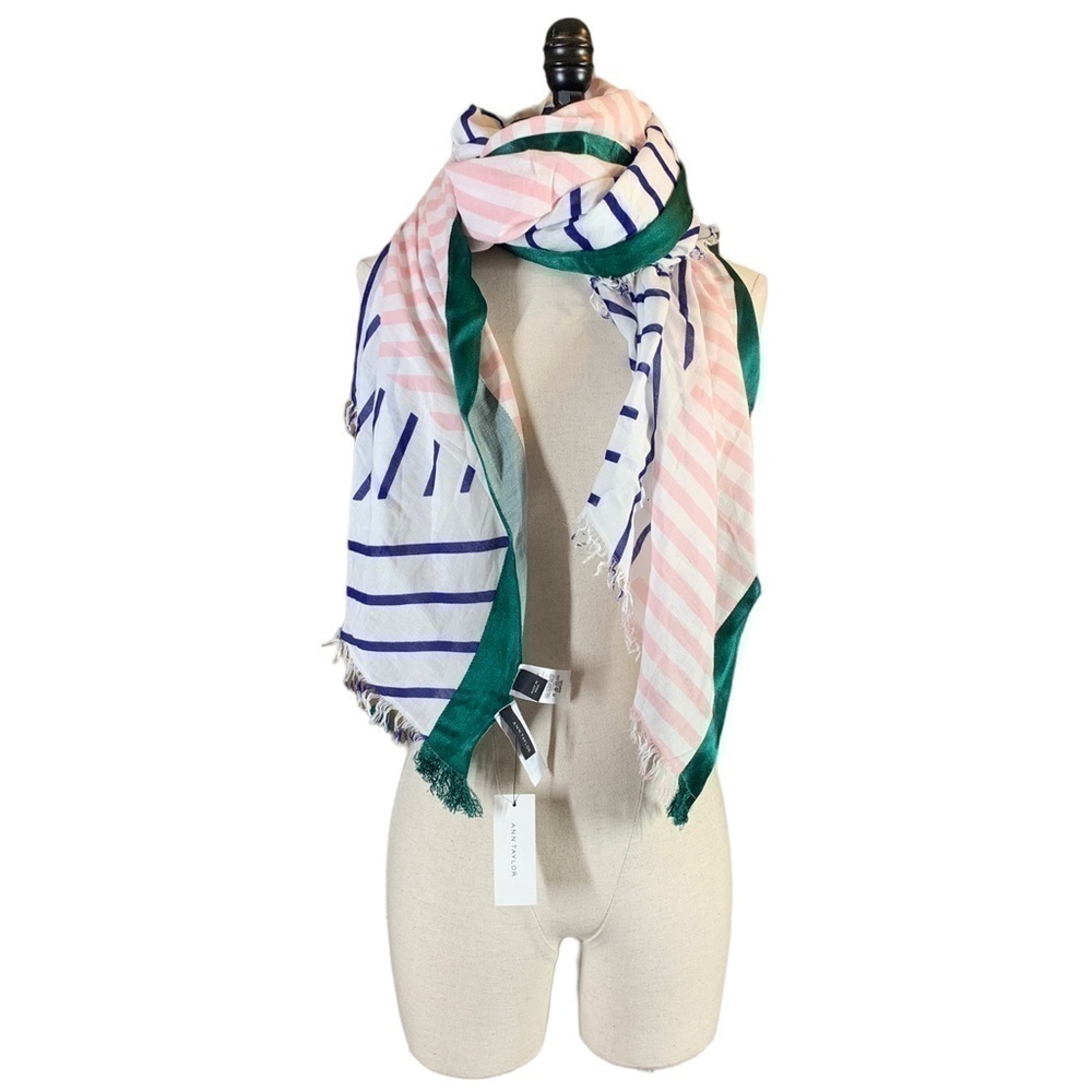 Ann Taylor Huge oversized striped shawl scarf NWT